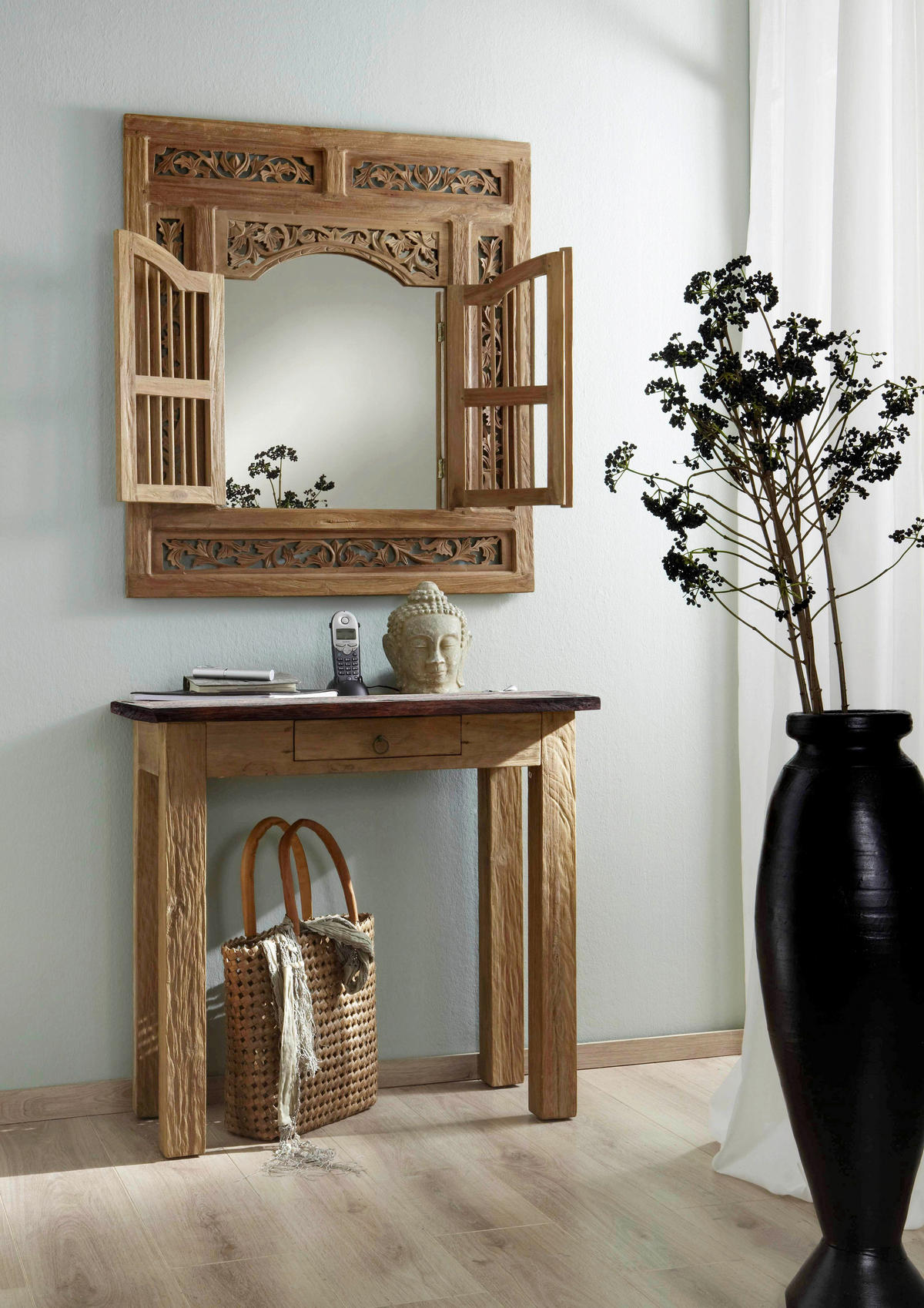 SPIEGEL 80/90/3,5 cm    in quadratisch  - Naturfarben, Design, Glas/Holz (80/90/3,5cm) - MID.YOU