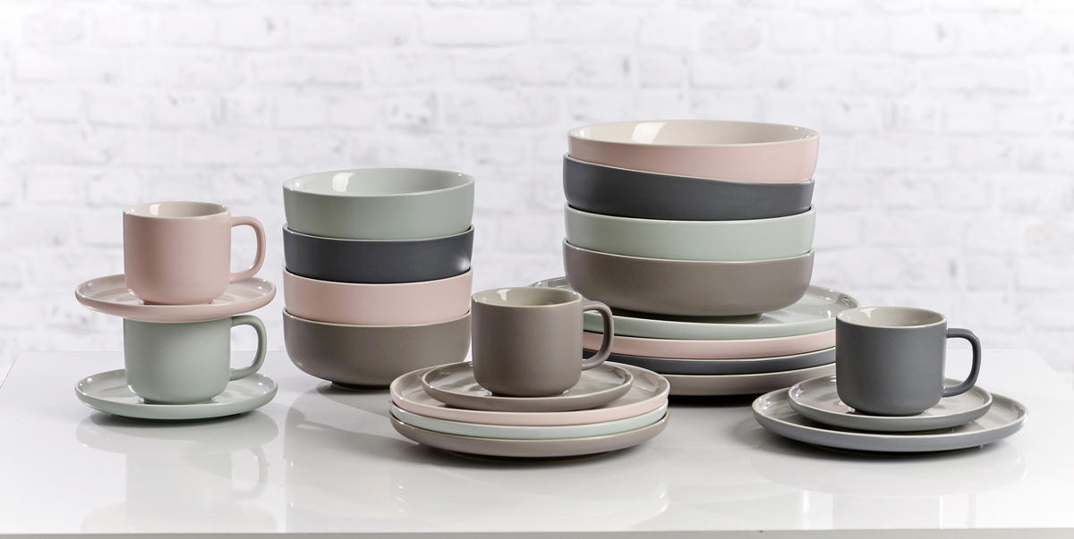 KAFFEEBECHER Jasper  320 ml   - Weiß/Grau, Design, Keramik (320ml) - Ritzenhoff Breker
