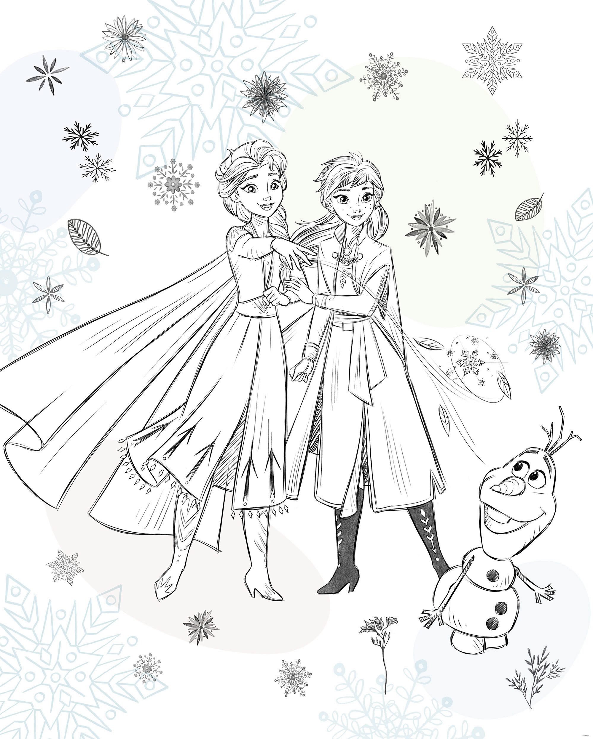 FOTOTAPETE FROZEN SKETCH SISTERS  - Weiß, Design, Textil (200/250cm) - Disney