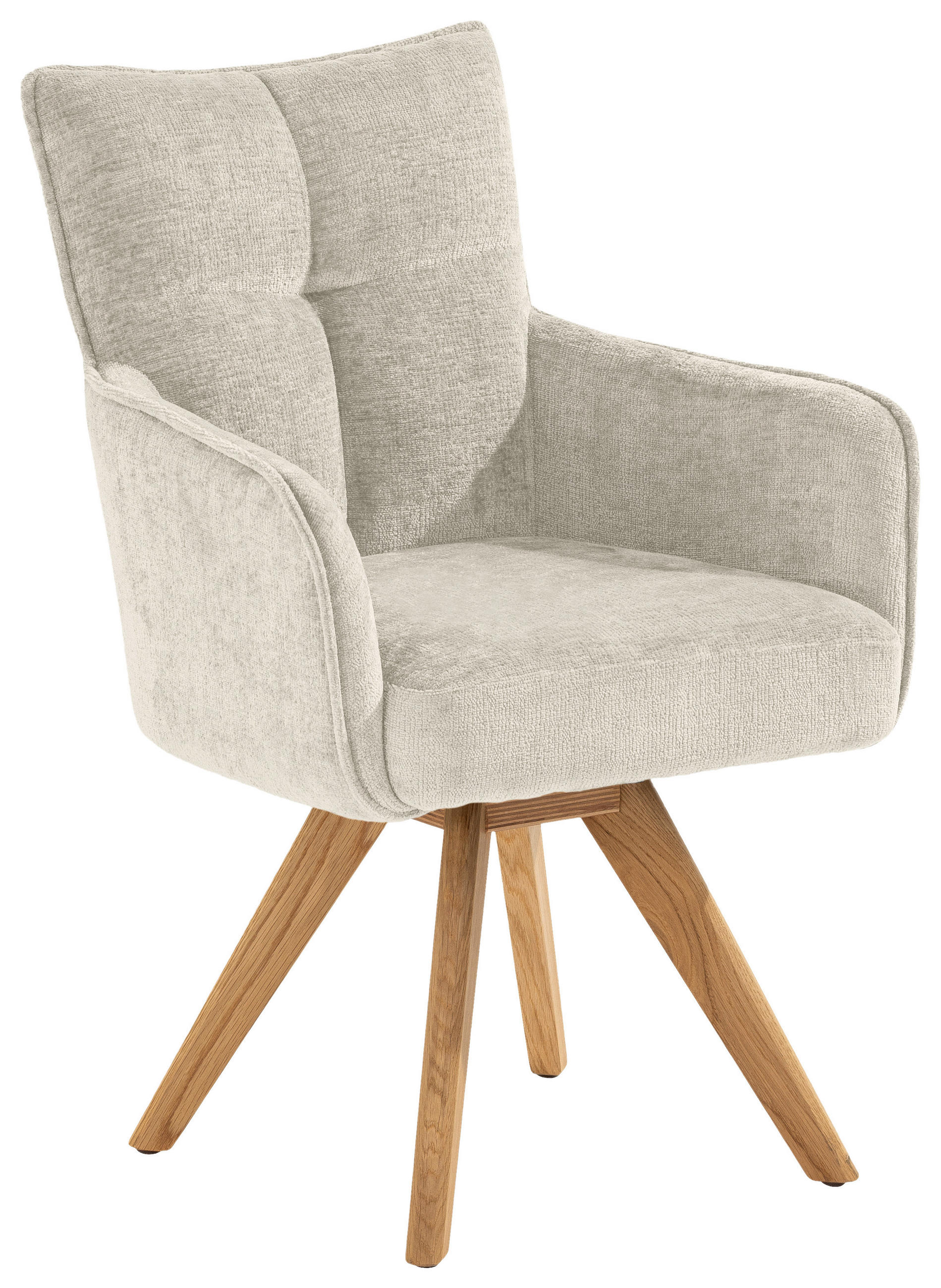 ARMLEHNSTUHL  Stoffauswahl, Sitzfläche 180° drehbar Mikrofaser  Creme, Eichefarben  - Eichefarben/Creme, Design, Holz/Textil (59/89/63cm) - SetOne by Musterring