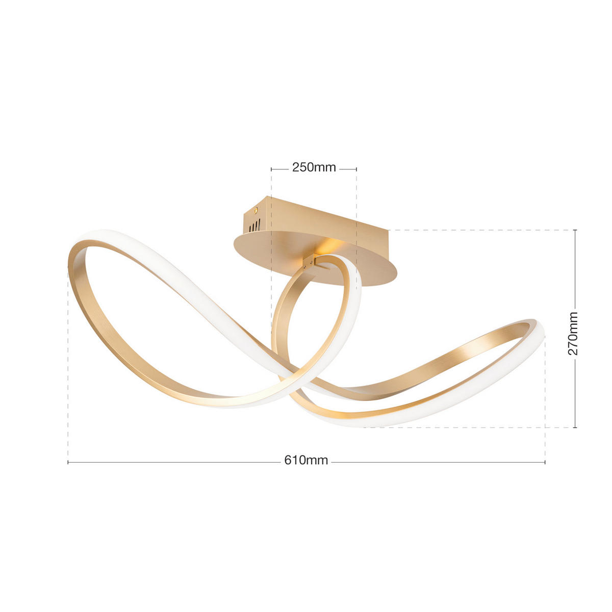 LED-DECKENLEUCHTE Circus 61/25/27 cm   - Messingfarben, Design, Kunststoff/Metall (61/25/27cm)