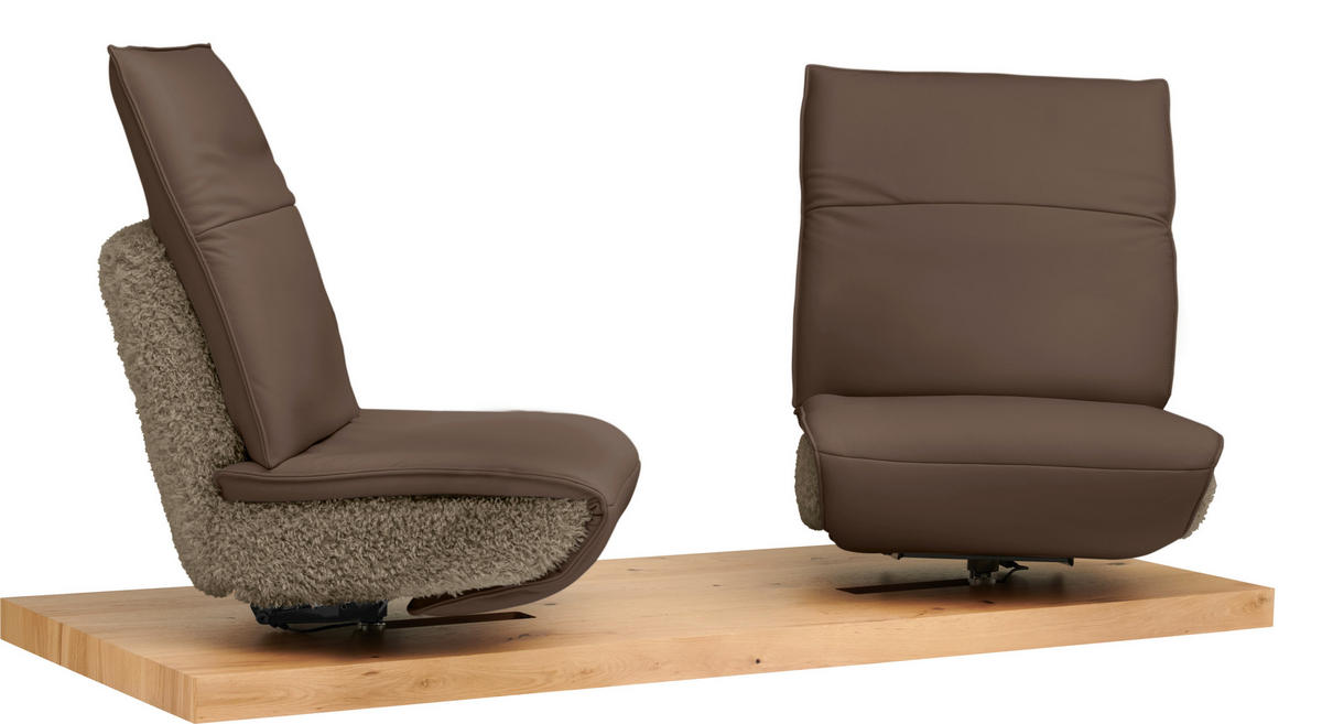 2-SITZER-SOFA Hochflor Echtleder Hellbraun, Fango  - Hellbraun/Fango, Design, Leder/Holz (240/65/104cm) - Koinor