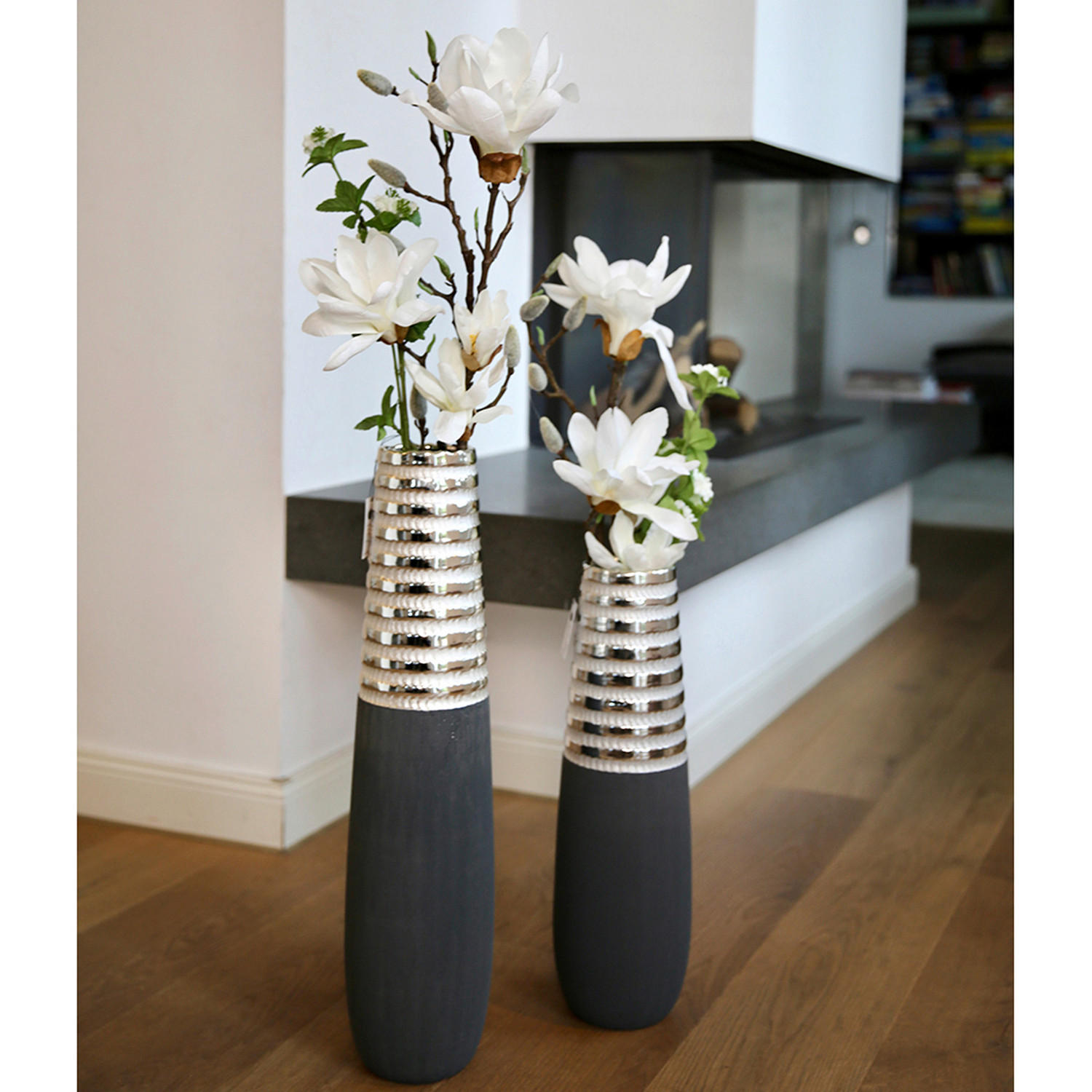 BODENVASE Newtown  - Silberfarben/Grau, Basics, Keramik (15/65/15cm)