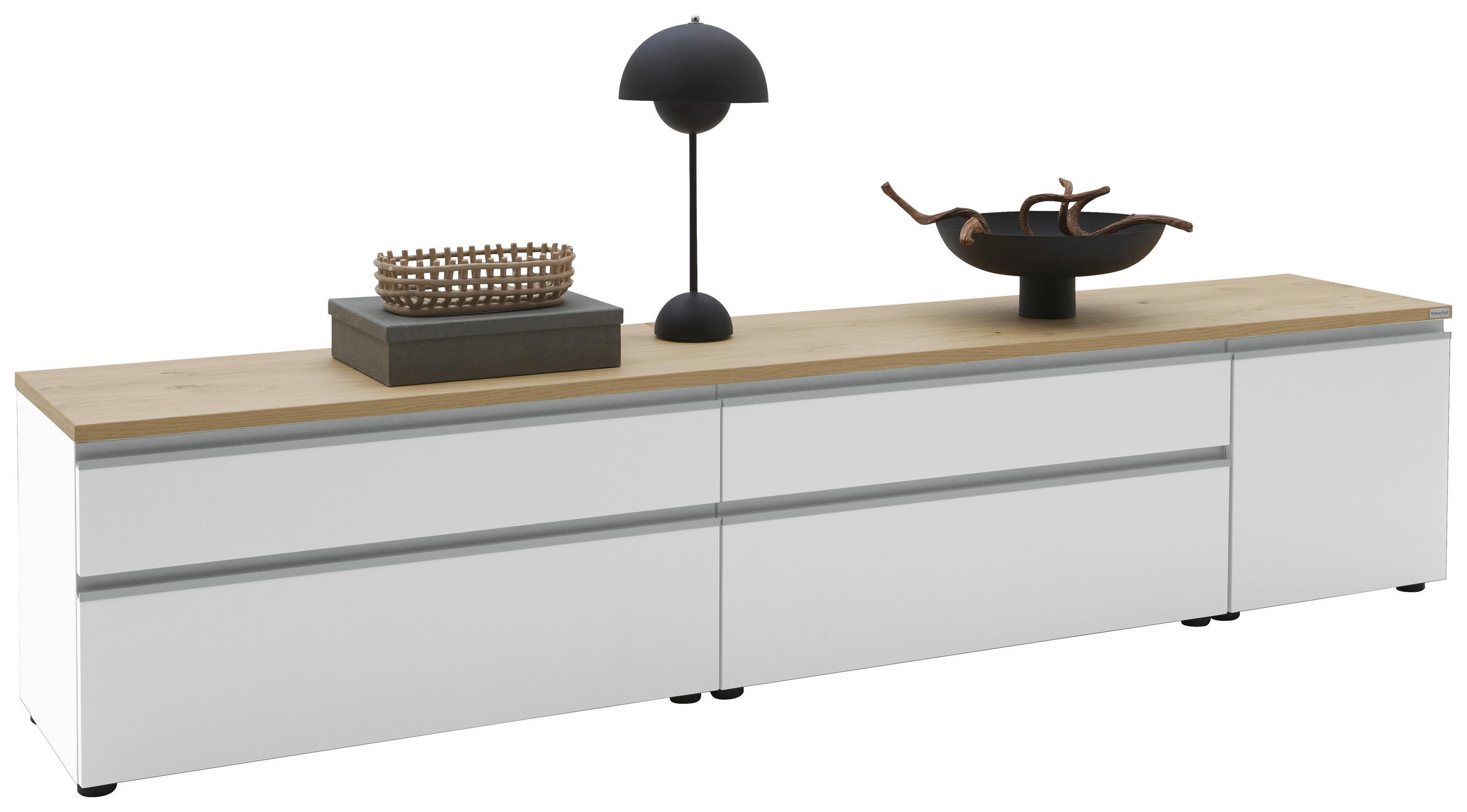 Dieter Knoll Lowboard Weiß, Eiche 225x46x41 cm