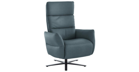 RELAXSESSEL in Leder Blaugrau  - Blaugrau/Schwarz, Design, Leder/Metall (82/119/85cm) - Dieter Knoll