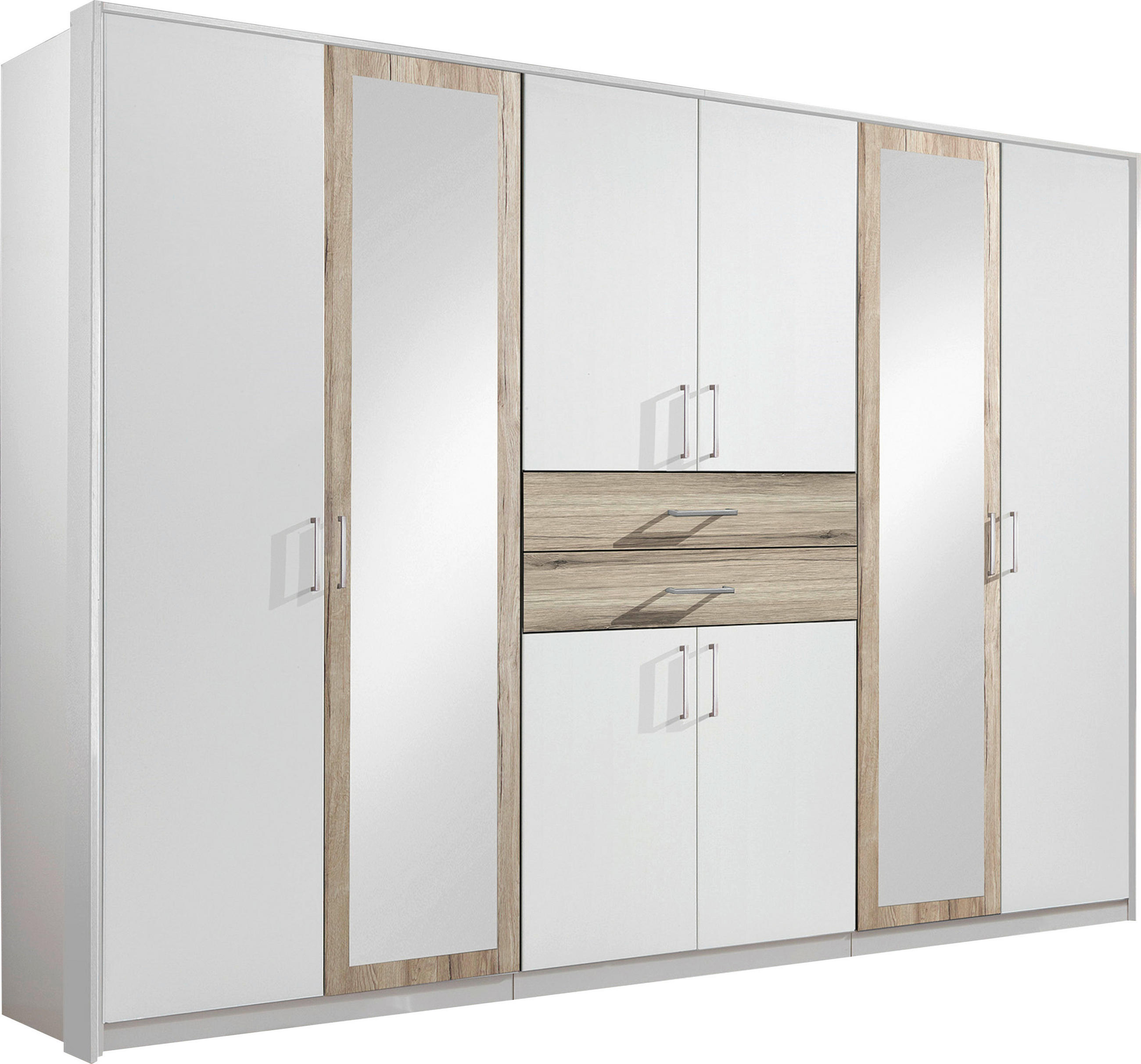 ORMAR ZA ODJEĆU bijela, boje hrasta   - bijela/boje hrasta, Design, staklo/drvni materijal (270/208/58cm) - Hom`in