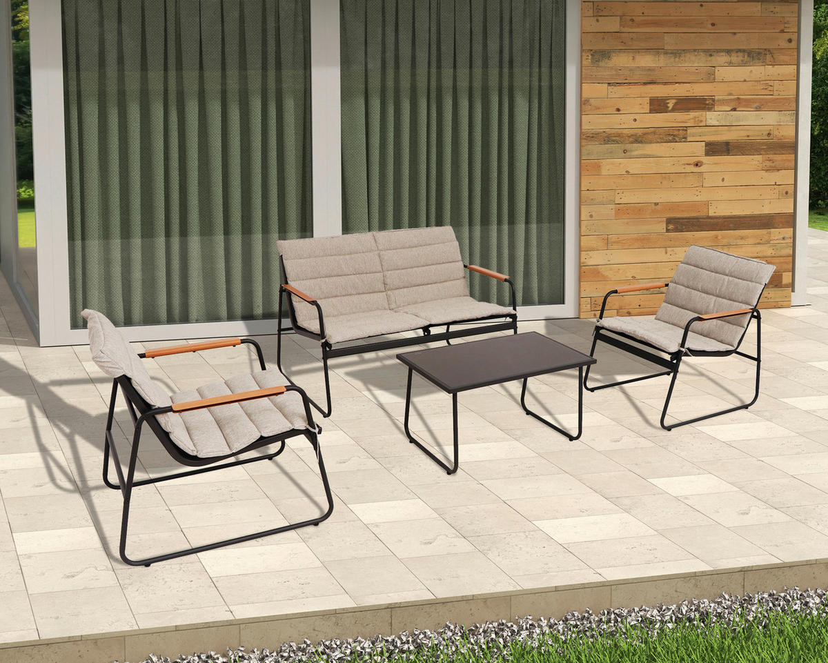 GARTENSET beschichtet Stahl  - Anthrazit/Grau, MODERN, Glas/Kunststoff (115/75,5/74cm) - Ambia Garden