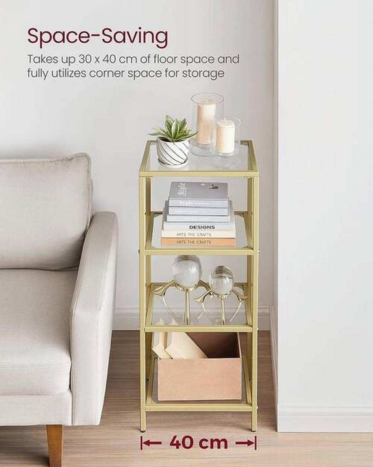 REGAL Goldfarben  40/95/30 cm  - Goldfarben, Trend, Glas/Metall (40/95/30cm) - Boxxx