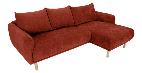 ECKSOFA Rostfarben Flachgewebe - Rostfarben/Buchefarben, KONVENTIONELL, Holz/Textil (230/144cm) - Carryhome