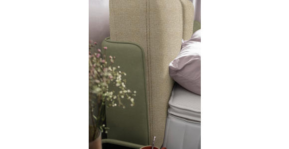 BOXSPRINGBETT 180/200 cm  in Beige, Olivgrün  - Beige/Schwarz, Design, Textil/Metall (180/200cm) - Johann Jakob