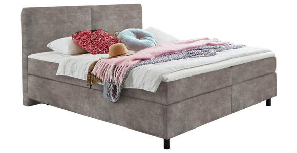 BOXSPRINGBETT 160/200 cm in Hellgrau - Hellgrau/Schwarz, KONVENTIONELL, Kunststoff/Textil (160/200cm) - Hom`in