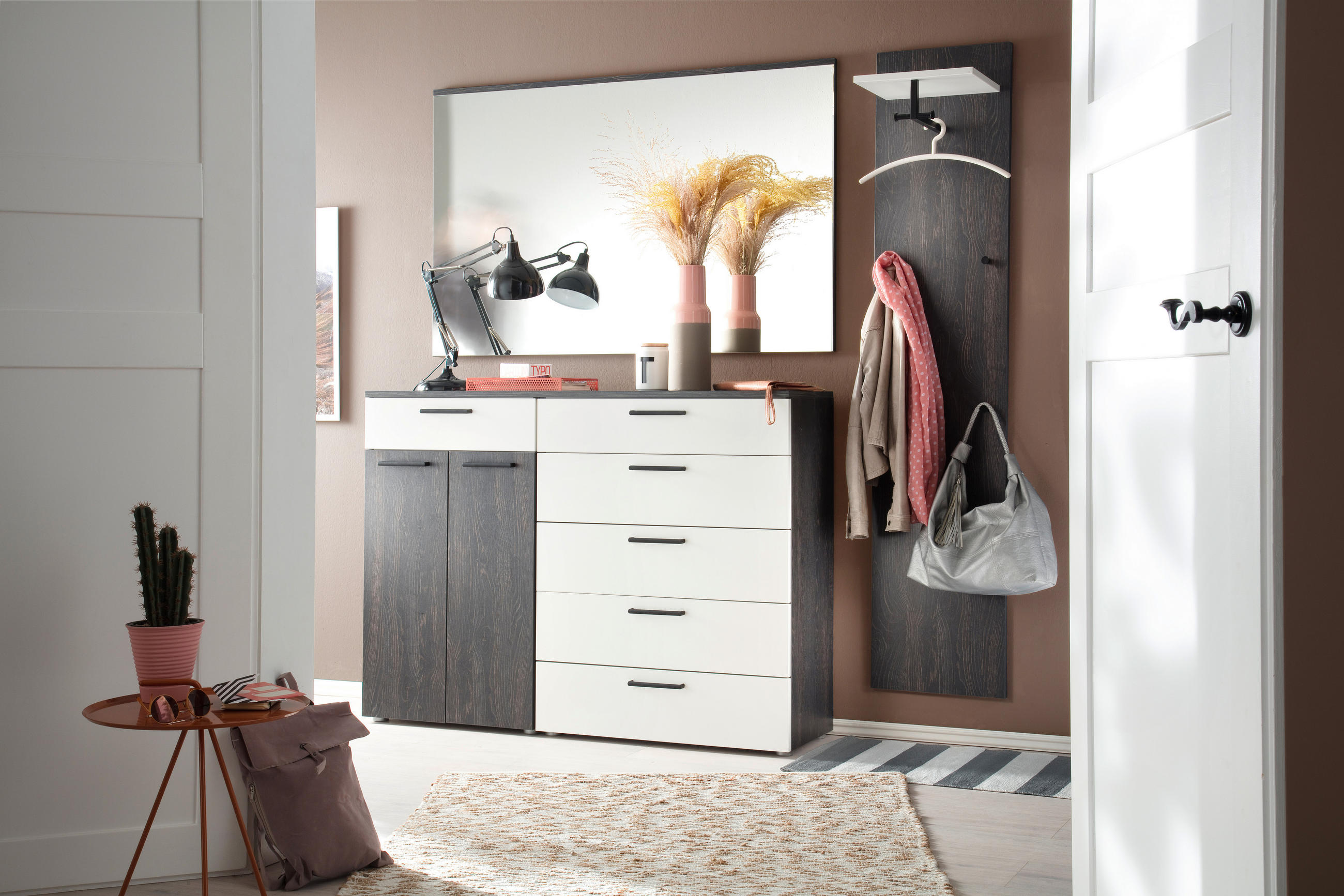 GARDEROBE 3-teilig in 190/200/38 cm - Eichefarben/Weiß, KONVENTIONELL, Holzwerkstoff (190/200/38cm) - Moderano