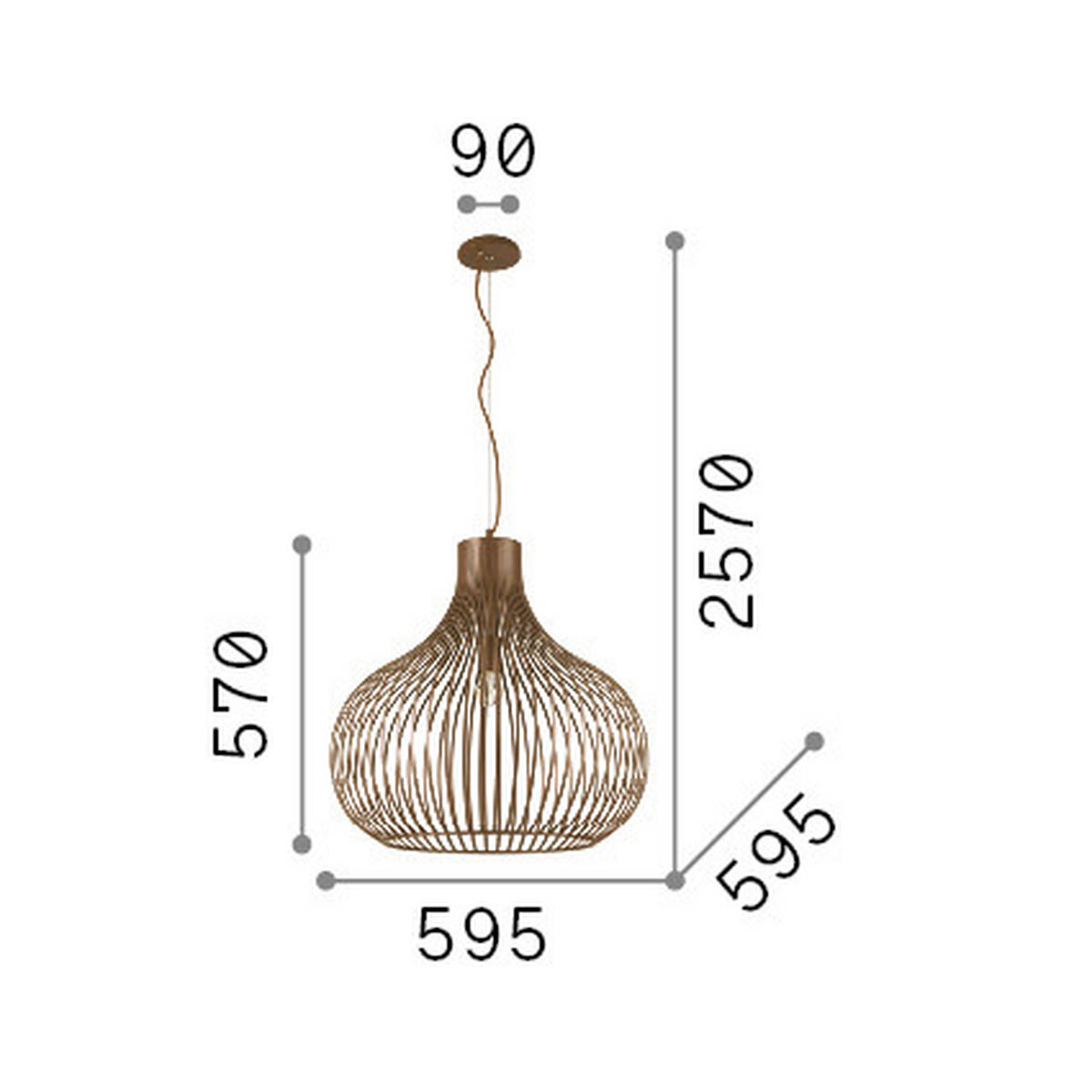 HÄNGELEUCHTE Onion SP1 59,5/82/257 cm   - Braun, Design, Metall (59,5/82/257cm) - Ideal Lux