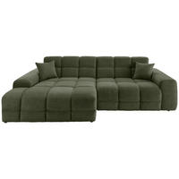 ECKSOFA in Bouclé Dunkelgrün  - Dunkelgrün/Schwarz, Modern, Kunststoff/Textil (152/301cm) - Livetastic
