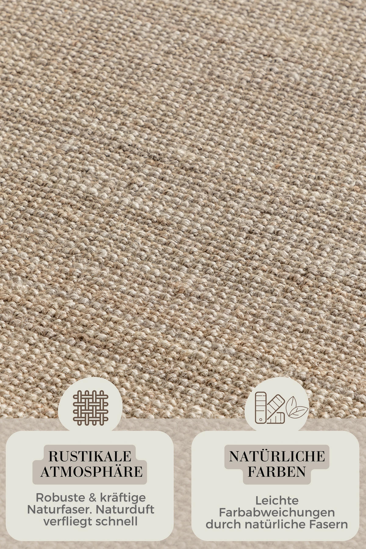 JUTETEPPICH 60/90 cm Bouclé Greige rechteckig  - Greige, Basics, Textil (60/90cm) - Hanse Home
