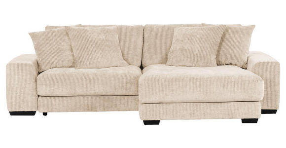 ECKSOFA Beige Flachgewebe  - Beige/Schwarz, KONVENTIONELL, Holz/Textil (280/190cm) - Carryhome