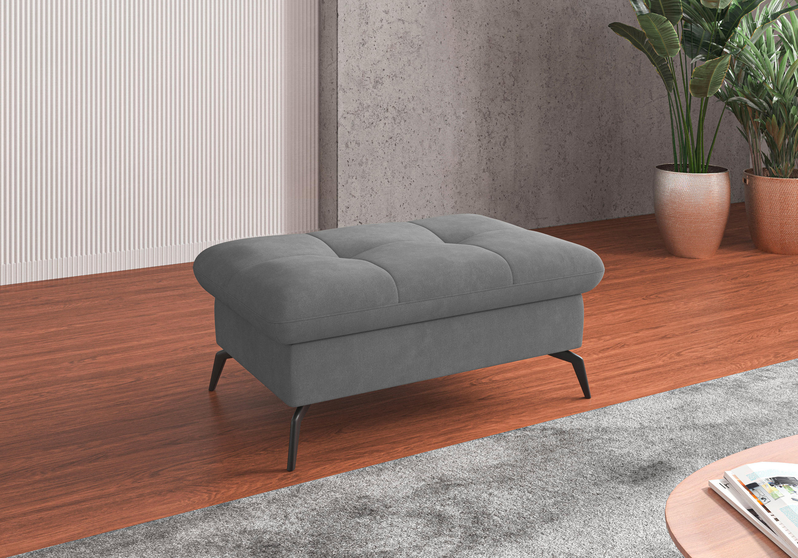 HOCKER in Textil Grau  - Schwarz/Grau, Konventionell, Textil/Metall (102/47/69cm) - Sit & More