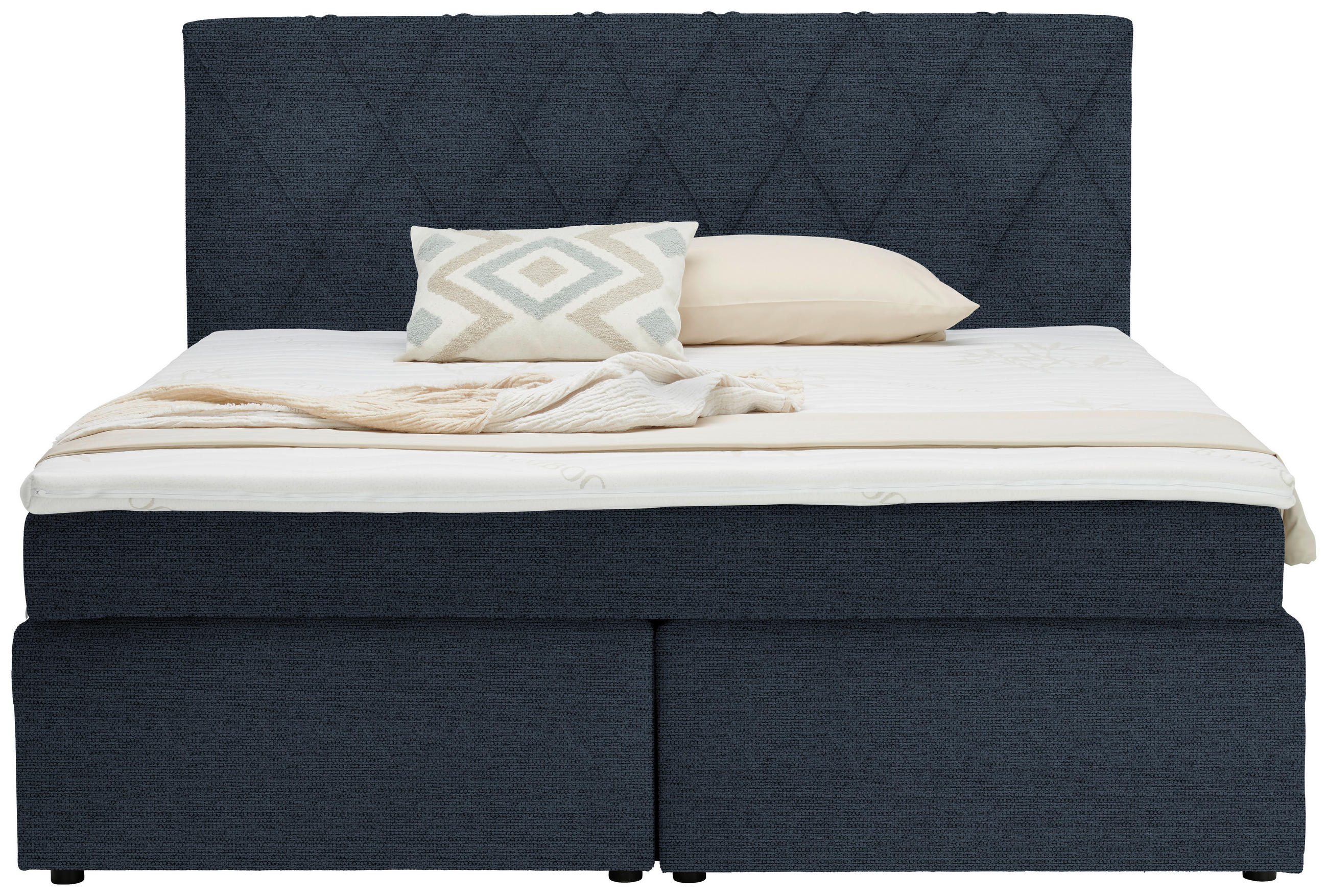 BOXSPRINGBETT 180/200 cm  in Blau  - Blau/Schwarz, Design, Kunststoff/Textil (180/200cm) - Xora
