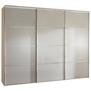 SCHWEBETÜRENSCHRANK in Weiß - Chromfarben/Weiß, Design, Glas/Holzwerkstoff (249/222/68cm) - Moderano
