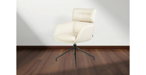 ARMLEHNSTUHL  Stoffauswahl, Sitzfläche 360° drehbar, automatische Rückholfunktion Webstoff  Schwarz, Beige  - Beige/Schwarz, Design, Textil/Metall (62/92/66cm) - Dieter Knoll