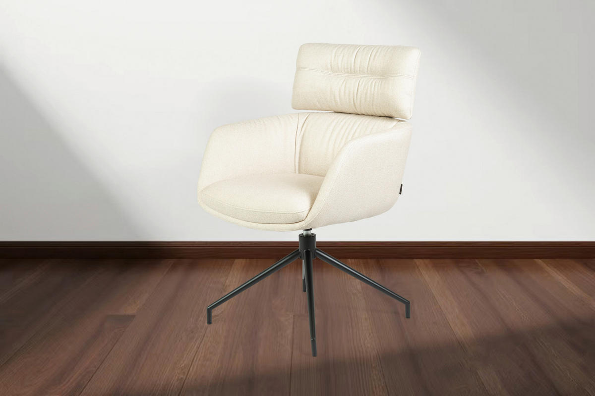 ARMLEHNSTUHL  Stoffauswahl, Sitzfläche 360° drehbar, automatische Rückholfunktion Webstoff  Schwarz, Beige  - Beige/Schwarz, Design, Textil/Metall (62/92/66cm) - Dieter Knoll