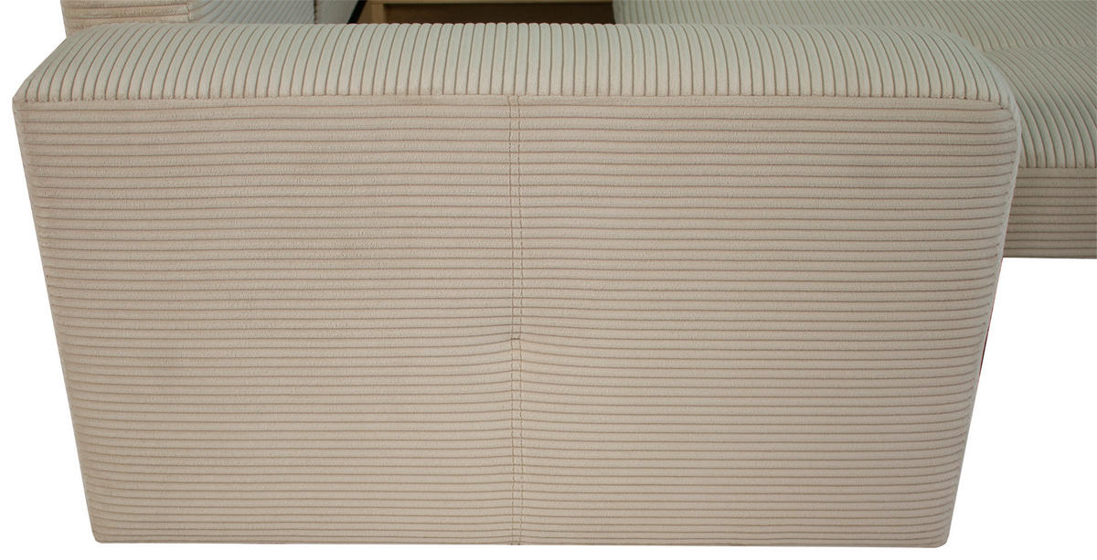 ECKSOFA in Cord Beige  - Beige/Schwarz, Design, Kunststoff/Textil (248/146cm) - MID.YOU