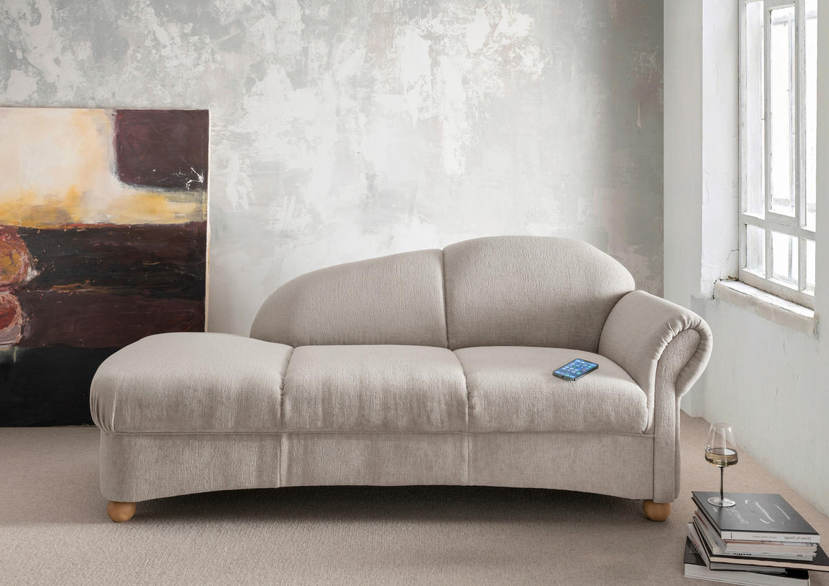 OTTOMANE in Mikrofaser Taupe  - Taupe/Wildeiche, Konventionell, Holz/Textil (190/84/86cm) - Livetastic