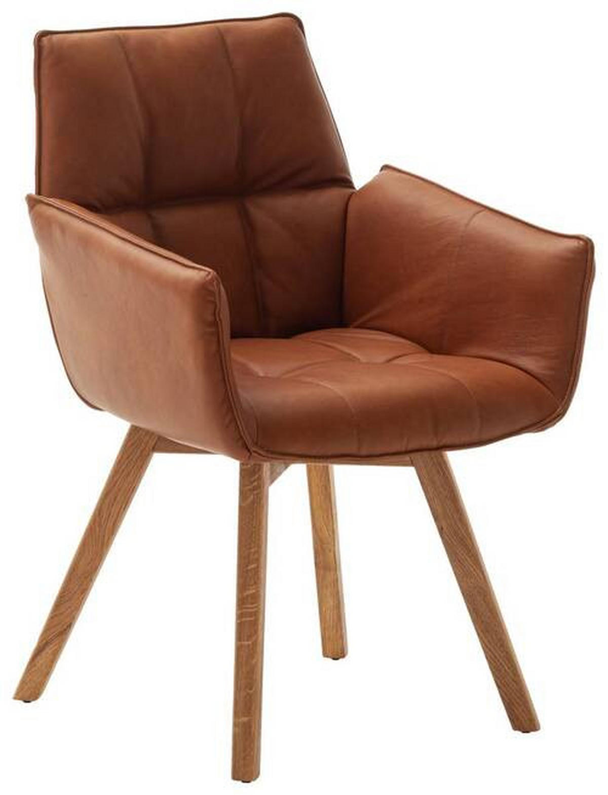 ARMLEHNSTUHL  in Echtleder naturbelassen  - Wildeiche/Cognac, KONVENTIONELL, Leder/Holz (61/87/63cm) - Linea Natura