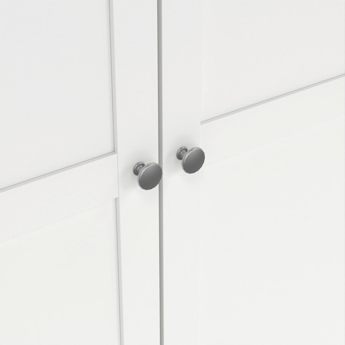 DREHTÜRENSCHRANK 147/200/61,7 cm 3-türig Weiß  - Silberfarben/Weiß, MODERN, Holzwerkstoff/Metall (147/200/61,7cm) - MID.YOU