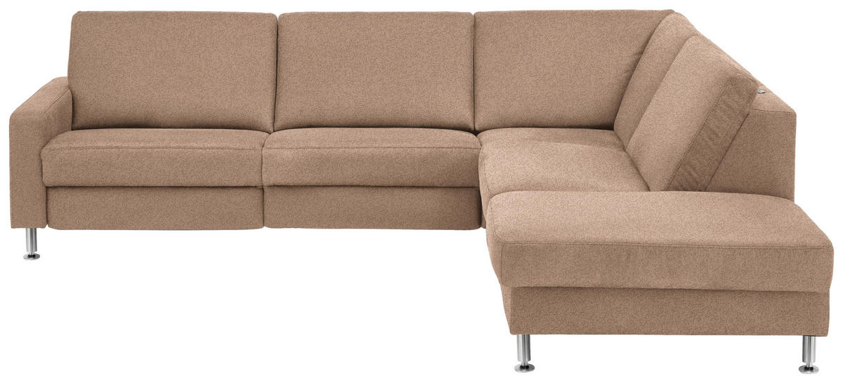 ECKSOFA in Mikrofaser Sandfarben  - Sandfarben/Alufarben, Design, Textil/Metall (275/242cm) - Dieter Knoll
