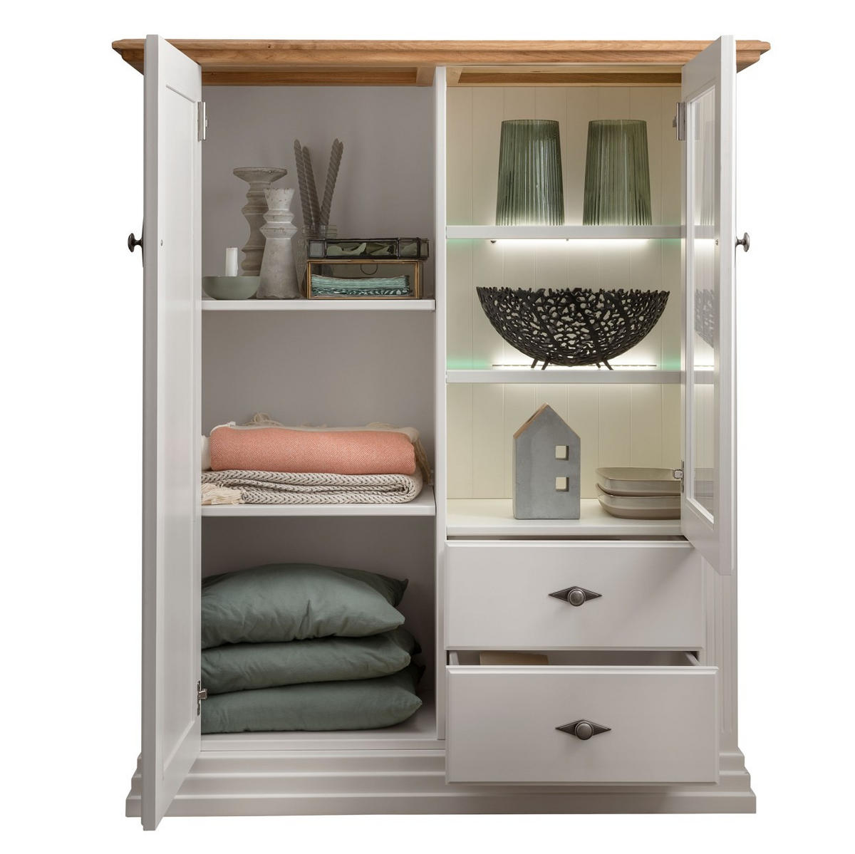 HIGHBOARD WZ-0622  in 113/134/45 cm  - Weiß, Design, Glas/Holz (113/134/45cm) - Livetastic