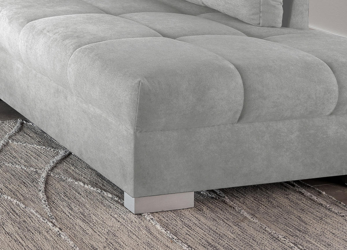 ECKSCHLAFSOFA in Silberfarben Textil   - Silberfarben, Design, Holz/Textil (298/202cm) - MID.YOU