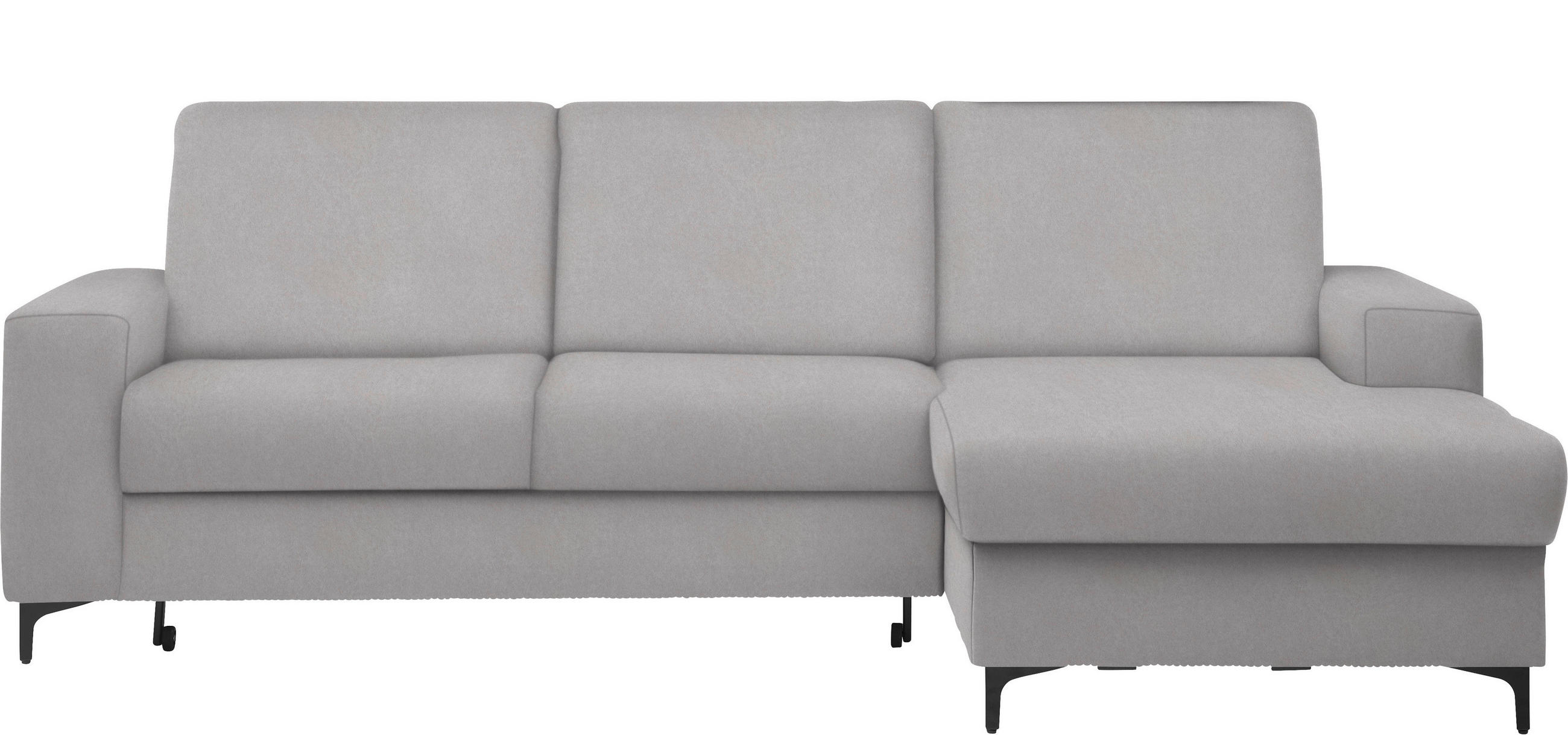 ECKSOFA in Velours Hellgrau  - Hellgrau/Schwarz, Konventionell, Textil/Metall (247/167cm) - Stylife