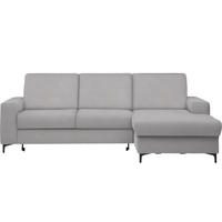 ECKSOFA in Velours Hellgrau  - Hellgrau/Schwarz, Konventionell, Textil/Metall (247/167cm) - Stylife