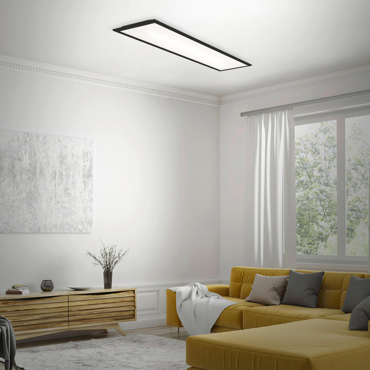 LED-DECKENLEUCHTE 100/25/6 cm   - Schwarz, Design, Kunststoff (100/25/6cm)