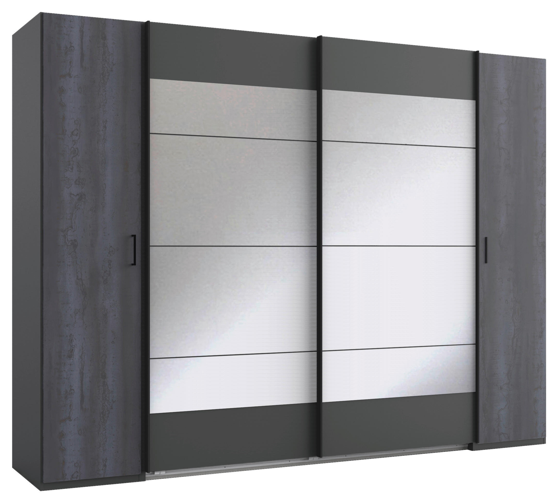 KLEIDERSCHRANK 272/210/65 cm 4-türig Graphitfarben, Dunkelgrau  - Dunkelgrau/Graphitfarben, Basics, Holzwerkstoff/Kunststoff (272/210/65cm) - MID.YOU