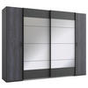 GARDEROB 272/210/65 cm 4-dörrar - mörkgrå/grafitfärgad, Basics, metall/trämaterial (272/210/65cm) - MID.YOU