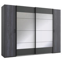 GARDEROB 272/210/65 cm 4-dörrar - mörkgrå/grafitfärgad, Basics, metall/trämaterial (272/210/65cm) - MID.YOU
