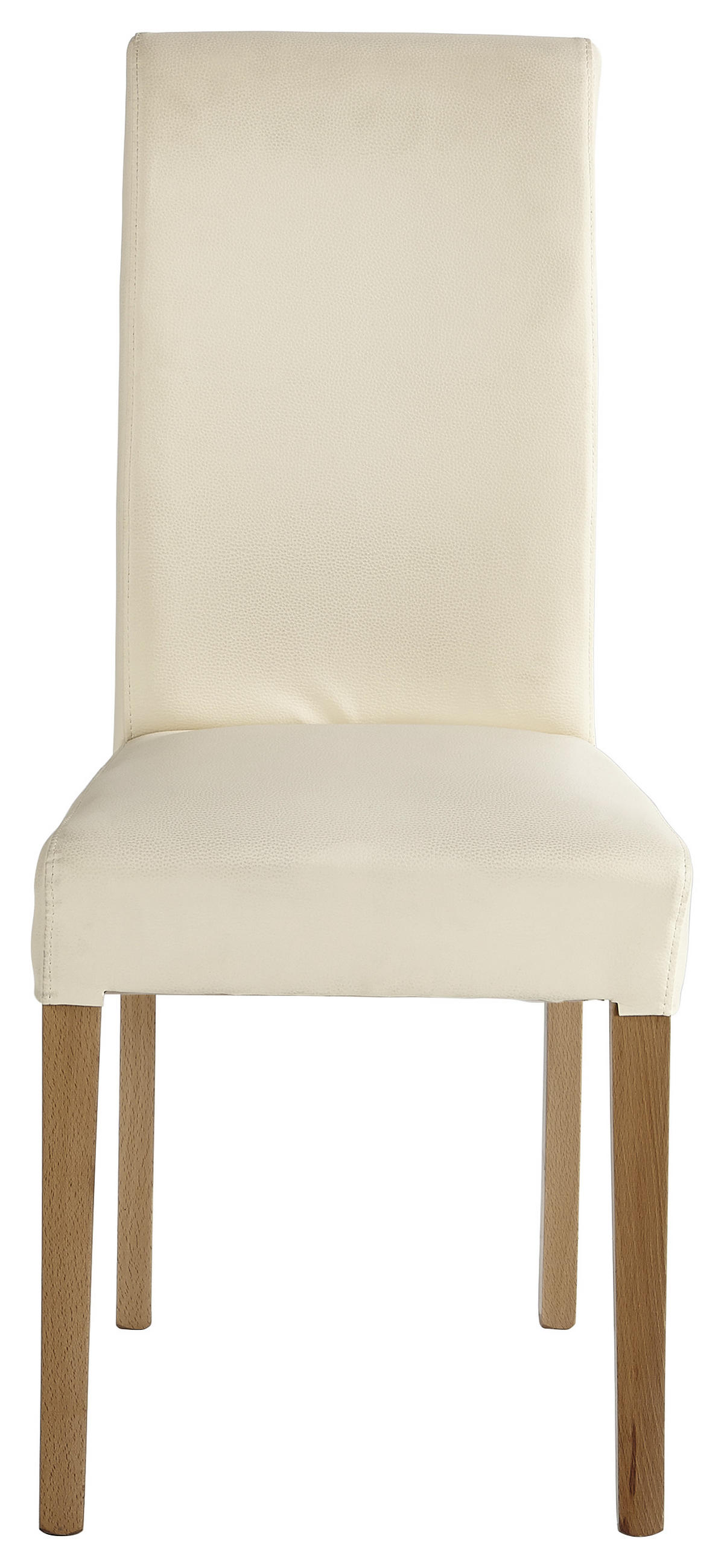 STUHL Lederlook Beige  - Beige/Buchefarben, LIFESTYLE, Holz/Textil (42/95/57cm) - Carryhome