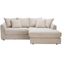 ECKSOFA Naturfarben Cord  - Schwarz/Naturfarben, Design, Kunststoff/Textil (235/175cm) - home24