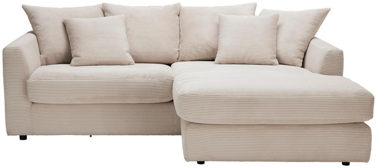 ECKSOFA Naturfarben Cord  - Schwarz/Naturfarben, Design, Kunststoff/Textil (235/175cm) - home24