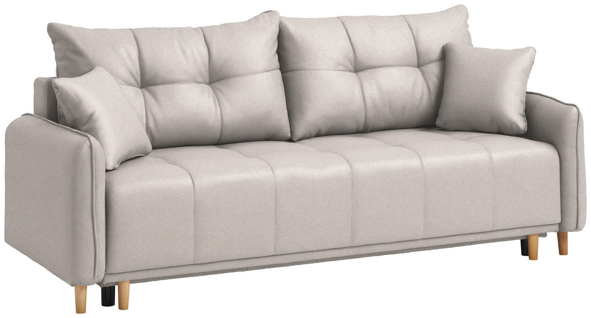 SCHLAFSOFA  in Struktur Beige  - Beige/Buchefarben, Design, Holz/Textil (217/97/101cm) - Carryhome