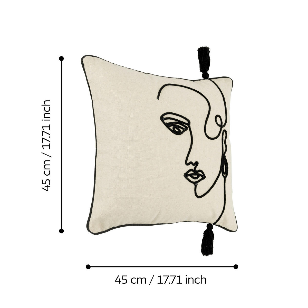 ZIERKISSEN  45/45 cm   - Creme/Schwarz, Basics, Textil (45/45cm) - Eglo