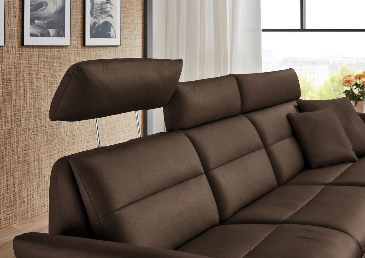 ECKSOFA in Echtleder Braun  - Schwarz/Braun, Design, Leder/Metall (300/157cm) - Dieter Knoll