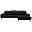 ECKSOFA in Echtleder Schwarz  - Schwarz, Design, Leder/Metall (332/193cm) - Dieter Knoll