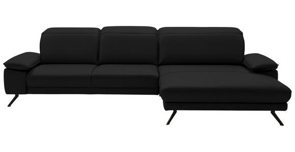 ECKSOFA in Echtleder Schwarz  - Schwarz, Design, Leder/Metall (332/193cm) - Dieter Knoll