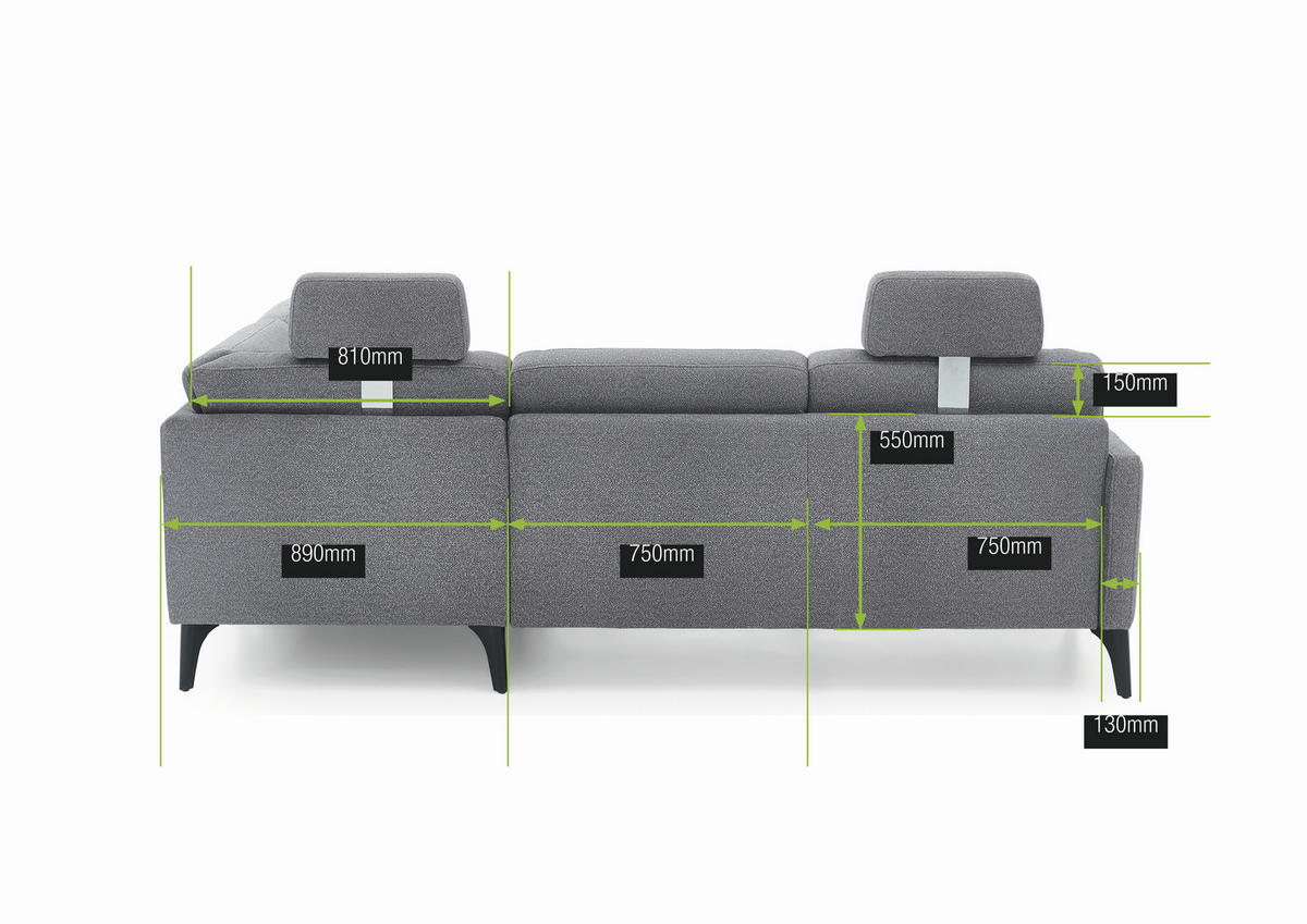 ECKSOFA  in Mikrofaser Grau  218/255 cm  - Schwarz/Grau, Design, Textil/Metall (218/255cm) - Elegando