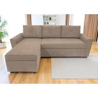 ECKSOFA TERMOLI in Cord Taupe  155/231 cm  - Taupe/Schwarz, Design, Kunststoff/Textil (155/231cm) - MID.YOU