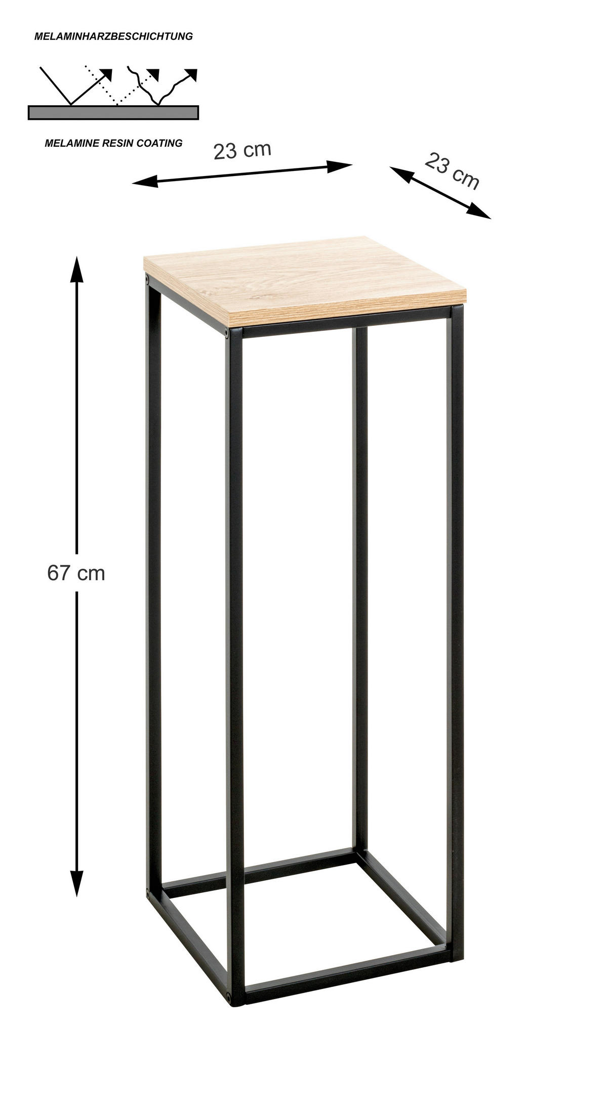 BLUMENSTÄNDER in Metall, Holzwerkstoff  - Eichefarben/Schwarz, Design, Holzwerkstoff/Metall (23/67/23cm)