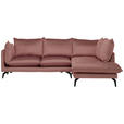ECKSOFA  in Samt Altrosa  241/200 cm  - Schwarz/Altrosa, Design, Textil/Metall (241/200cm) - Carryhome